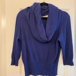 ANTHROPOLOGIE SPARROW Cowl Neck Knit Pullover Sweater Wool Blend Blue Large